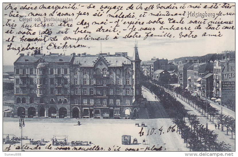 Helsingborg - Torget Och Drottninggatan (animation, Stamp 1906 To Anvers) - Zweden