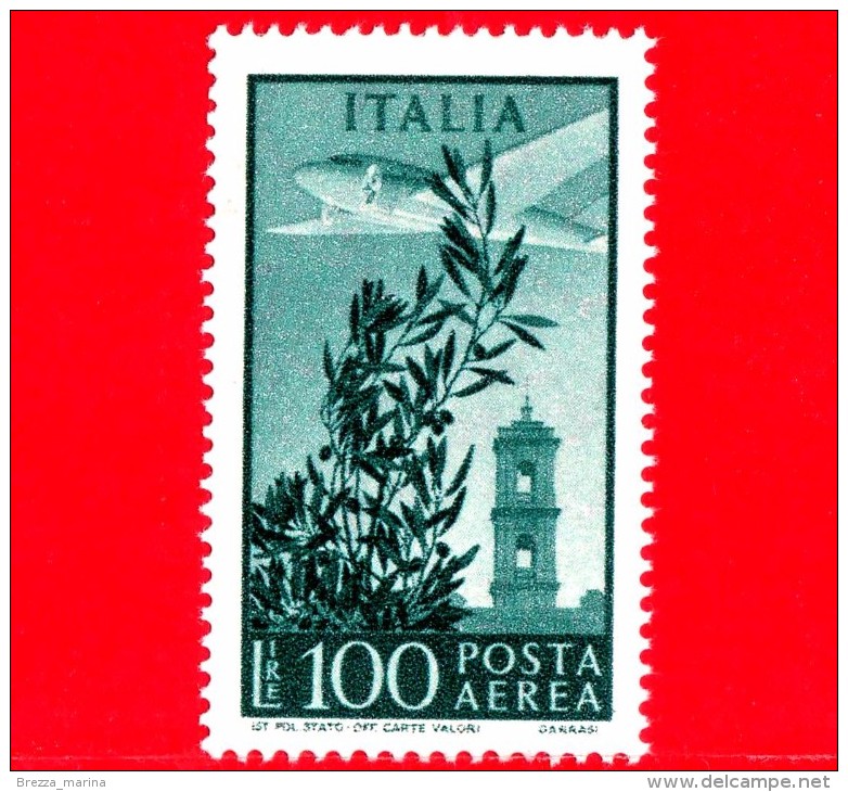 Nuovo - ITALIA - 1955 - Torre Del Campidoglio - POSTA AEREA - 100 L. • Ulivo, Aeroplano E Torre Del Campidoglio - Posta Aerea