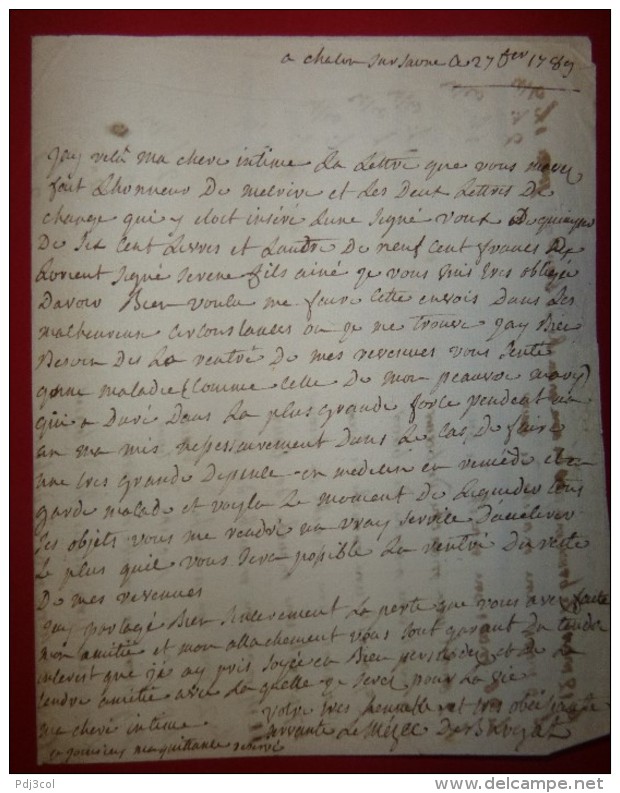 Lettre Du Chalons Sur Saone Adressée à  Pontcroix En Basse Bretagne, Cachet CHALONS.S.S Port 18 - 1701-1800: Précurseurs XVIII