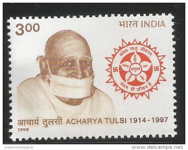 India 1998, Acharya Tulsi, Jainism, Jain, Religion, Inde,1v  MNH, - Hindoeïsme