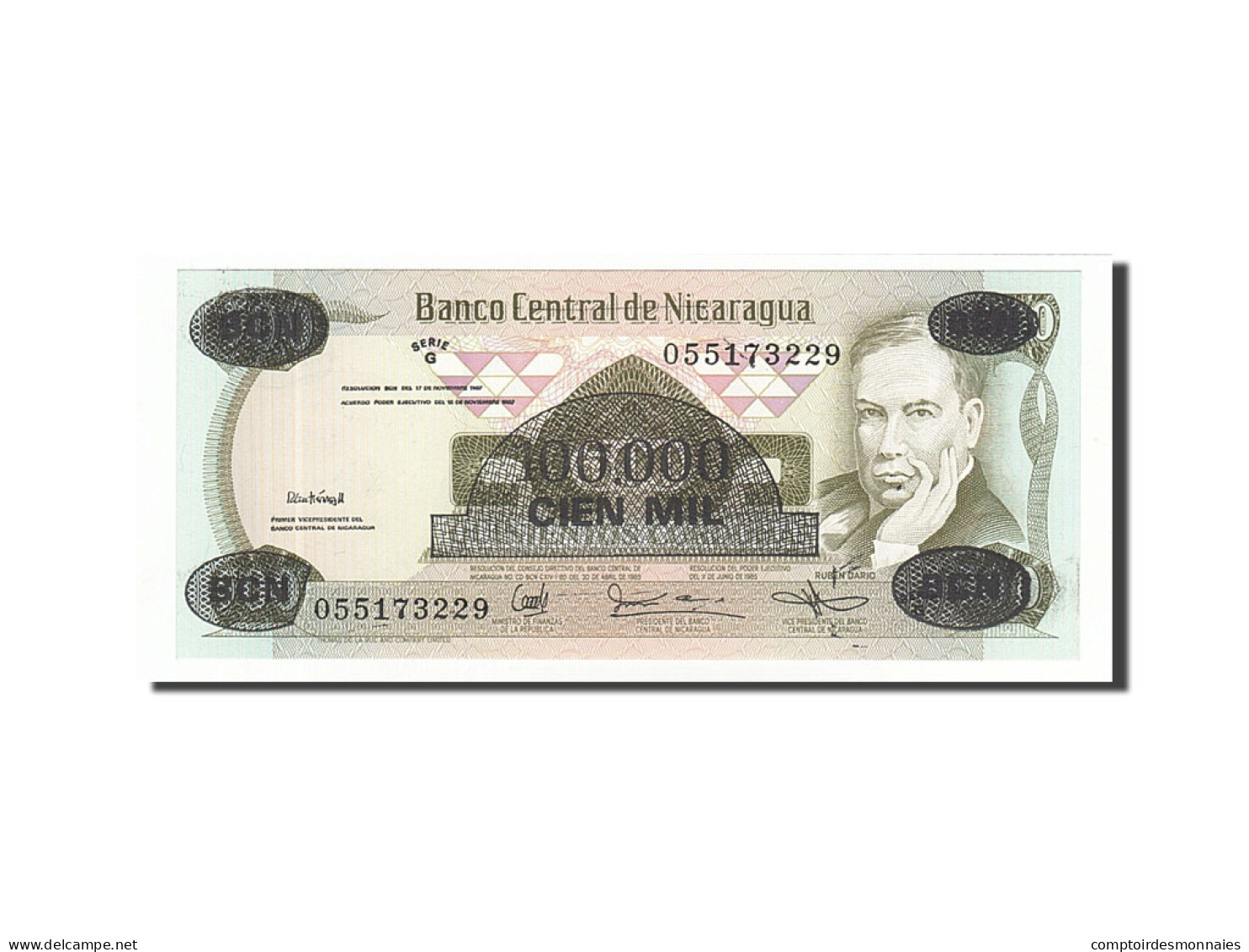 Billet, Nicaragua, 100,000 Córdobas On 500 Córdobas, 1987, 1987-11-18, KM:149 - Nicaragua