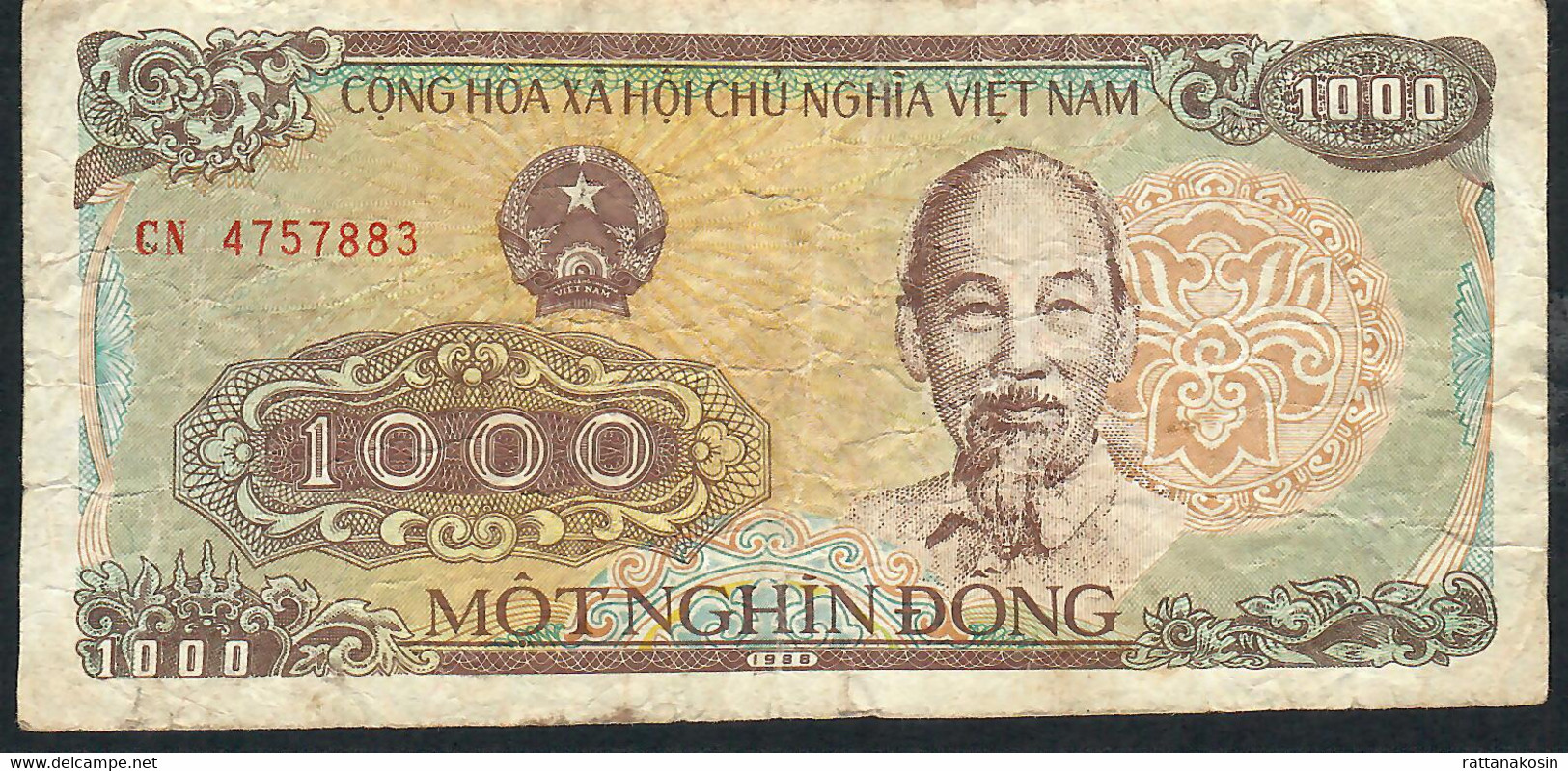 VIETNAM P106b 1000 DONG 1988 #CN   VF-XF NO P.h. ! - Vietnam