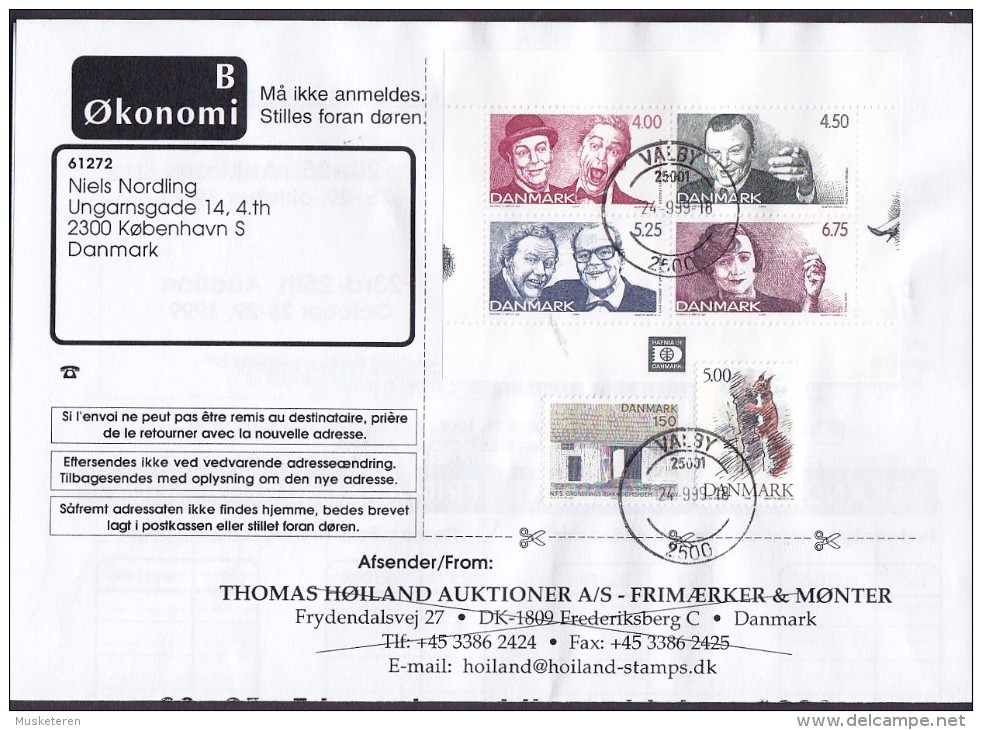 Denmark B-Economique (Preprinted) THOMAS HØILAND Auktioner VALBY 1999 4-Block From M-Blatt Dänisches Revy Squirrel - Blocs-feuillets