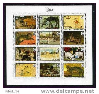 MINT NEVER HINGED MINI SHEETS PAINTINGS OF CATS   # M-132-1   ( GAMBIA   SC  1538 - Big Cats (cats Of Prey)