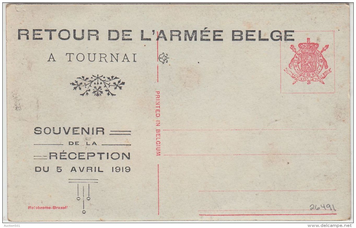26491g  ALBERT ROI DES BELGES - RETOUR DE L'ARMEE BELGE A TOURNAI - SOUVENIR DE LA RECEPTION - 1919 - Tournai