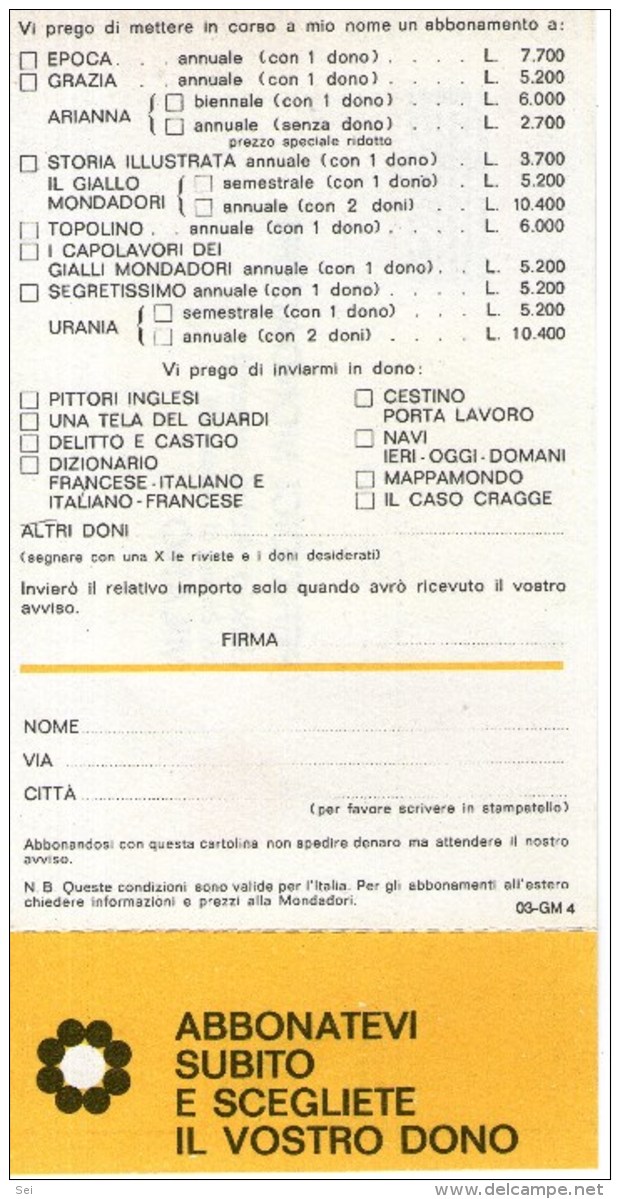 A 4296 -  Giornali Mondadori - Italien