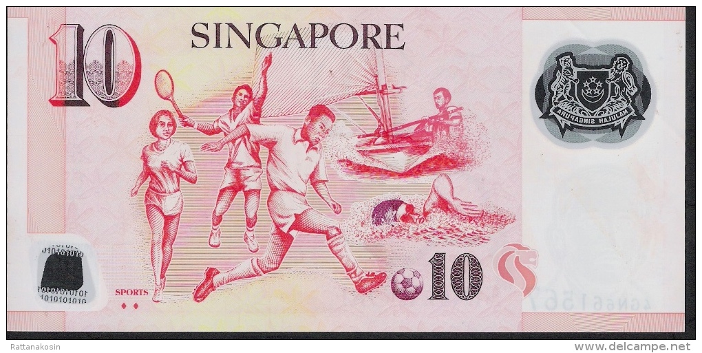 SINGAPORE P48g  10  DOLLARS 2013 #4CG    XF-AU     NO P.h. - Singapour