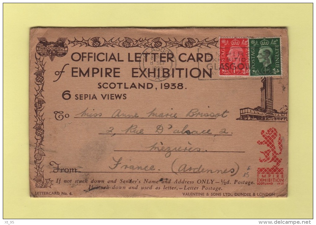 Exposotion De L Empire 1938 - Carte Lettre Officielle Avec 6 Vues - Briefe U. Dokumente