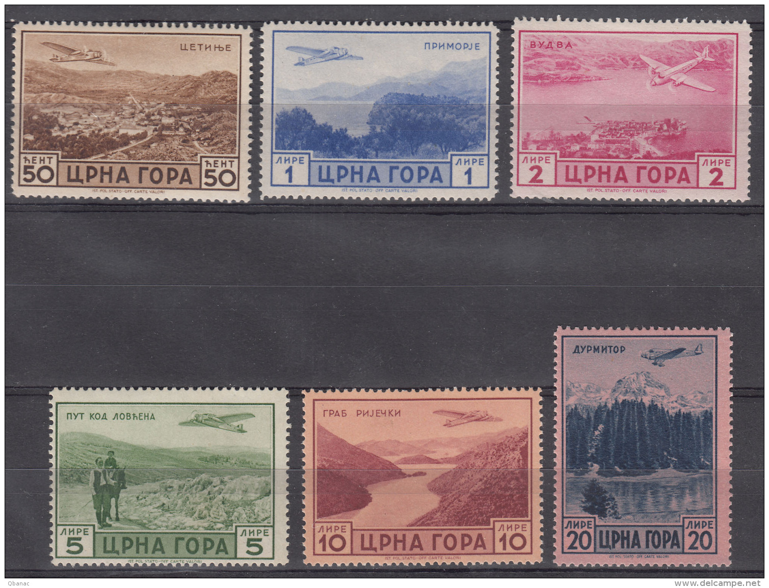 Italy Occupation Of Montenegro Airmail 1943 Mi#62-67 Sassone#A26-A31 Mint Hinged - Montenegro