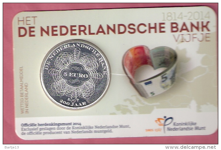 NEDERLAND COINCARD 5 EURO 2014 HET NEDERLANDSCHE BANK VIJFJE - Pays-Bas