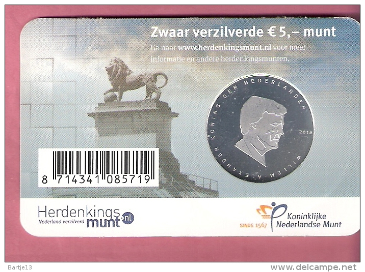 NEDERLAND COINCARD 5 EURO 2015 HET WATERLOO VIJFJE - Pays-Bas