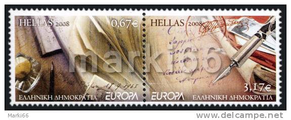 Greece - 2008 - Europa CEPT - Letters - Mint Stamp Set - Unused Stamps