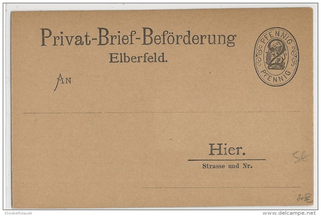 AVANT 1900 - PRIVATPOST - POSTE PRIVEE - CARTE POSTALE ENTIER De ELBERFELD - Private & Local Mails