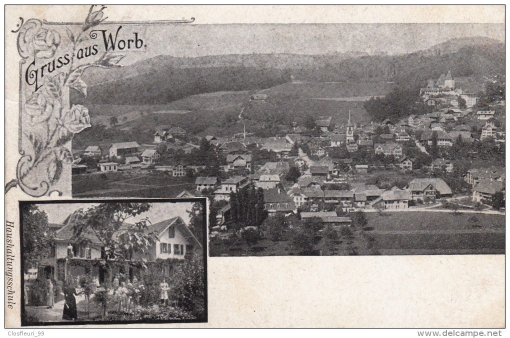 Gruss Aus Worb Im 1907 Mit Ortstempel Des Dorfes / Und Haushaltungsschule - Worb