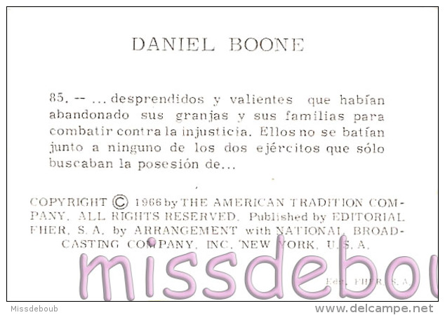 Daniel Boone - N° 85 -  Editorial Fher 1966 - Cromos Sueltos - Corresponden Al Album Daniel Boone 1966 - Otros & Sin Clasificación