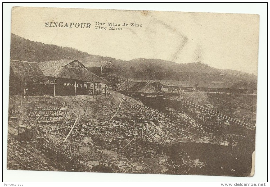 Mine De Zinc De Singapour, Affr.40 C. Semeuse & Cachet Marseille à Yokohama 1928 - Singapore (1959-...)