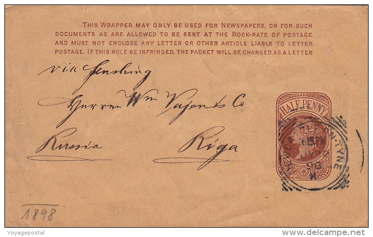 Entier Postal Newcastle Pour Riga (Russie) 1898 - Luftpost & Aerogramme