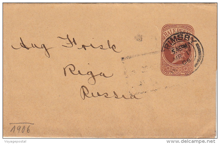 Entier Postal Grimsby Pour Riga (Russie) 1906 - Luftpost & Aerogramme
