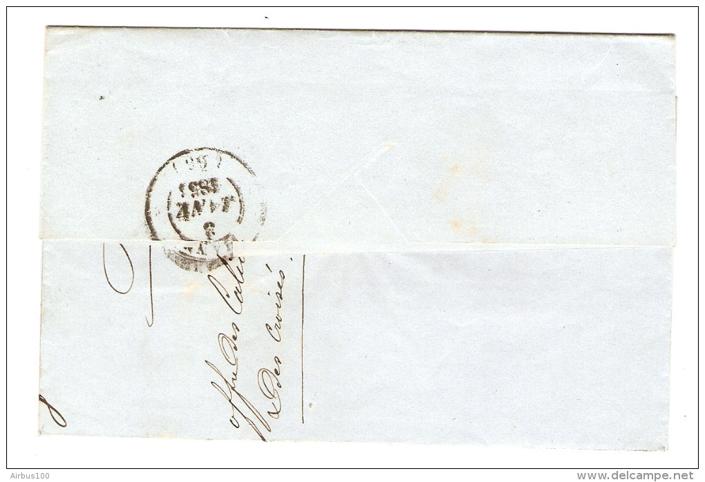 Y & T N° 14 SUR LETTRE MULHOUSE 3/1/1856 POUR THANN CACHET D´ARRIVÉE - ZOOM 3 Scans - - 1849-1876: Periodo Clásico