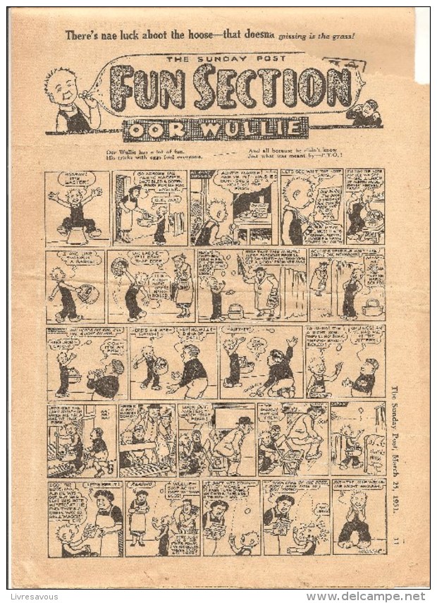 The Sunday Post Fun Section OOR WULLIE March 25 De 1951 - Fumetti Giornali