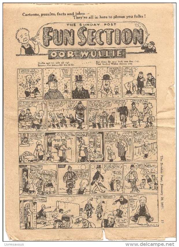 The Sunday Post Fun Section OOR WULLIE January 28 De 1951 - Cómics De Periódicos