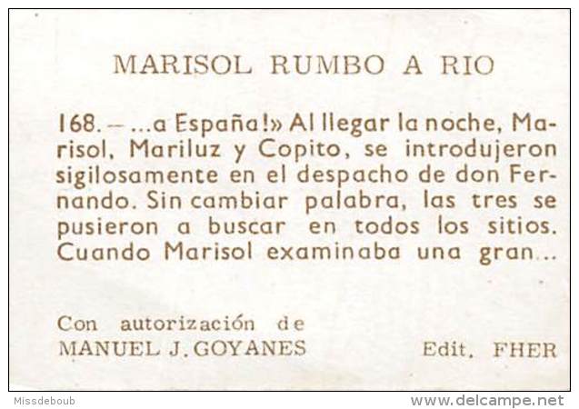 MARISOL - Lote de 7 cromos n° 15, 47, 50, 76, 82, 149, 168 -  RUMBO A RIO -  Editorial Fher - año 1963 - sin pegar -