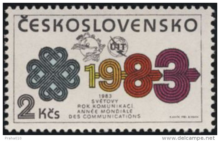 Czechoslovakia / Stamps (1983) 2581: World Communications Year 1983 (logo WCY, UPU, UIT); Painter: Rostislav Vanek - UPU (Union Postale Universelle)