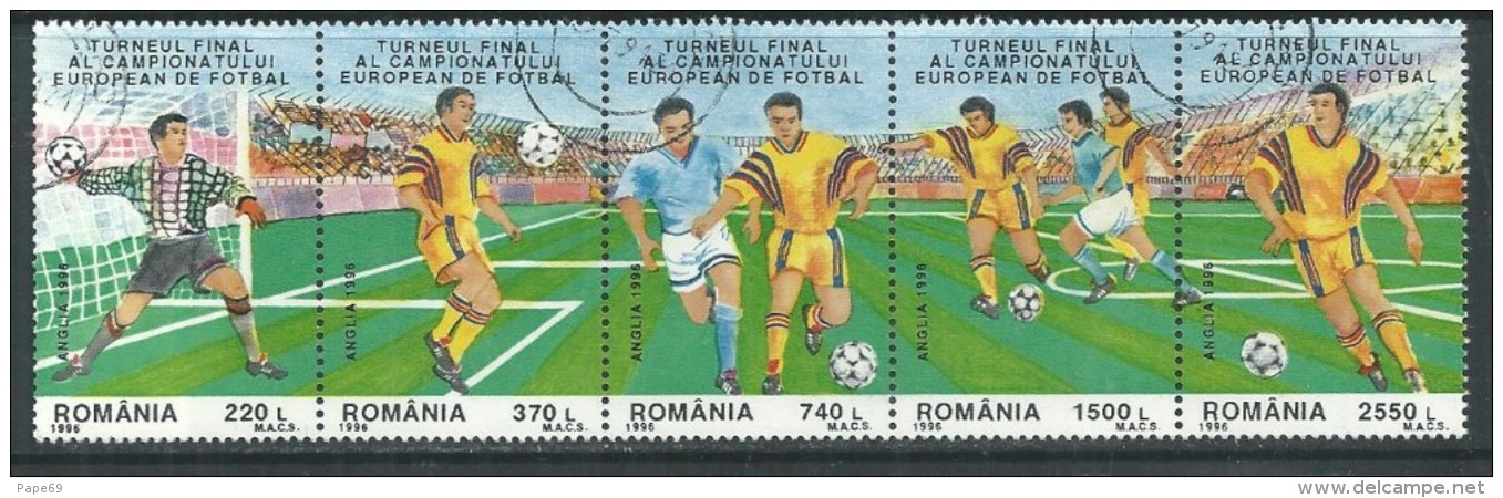 Roumanie N° 4323 / 27 O Coupe D'Europe De Football En Grande Bretagne, Les 5 Valeurs Oblitérées Se Tenant, TB - 1994 – USA