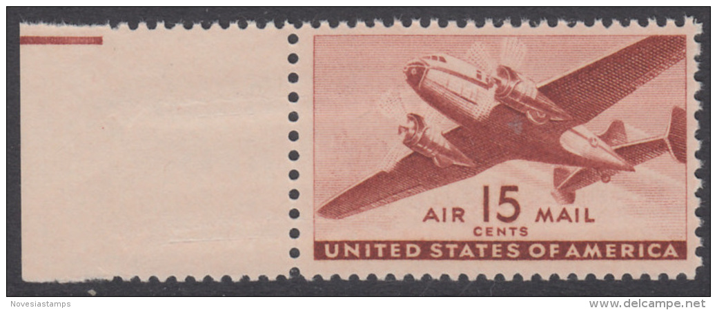 !a! USA Sc# C028 MNH SINGLE W/ Left Margin - Transport Plane - 2b. 1941-1960 Neufs