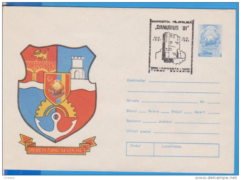 COAT OF ARMS DROBETA TURNU SEVERIN LIONS BRIDGE ROMANIA POSTAL STATIONERY - Covers