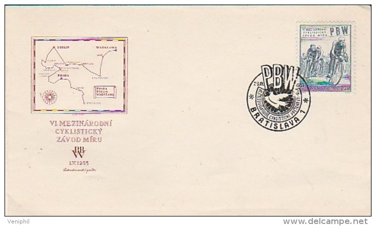 TCHECOSLOVAQUIE - LETTRE AFFRANCHIE AVEC N°706 - 6 E COURSE DE LA PAIX 1953 AVEC CACHET ILLUSTRE - Storia Postale