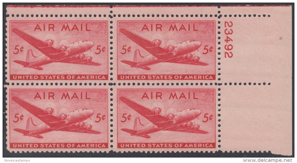 !a! USA Sc# C032 MNH PLATEBLOCK (UR/23492/b) - DC-4 Skymaster - 2b. 1941-1960 Unused