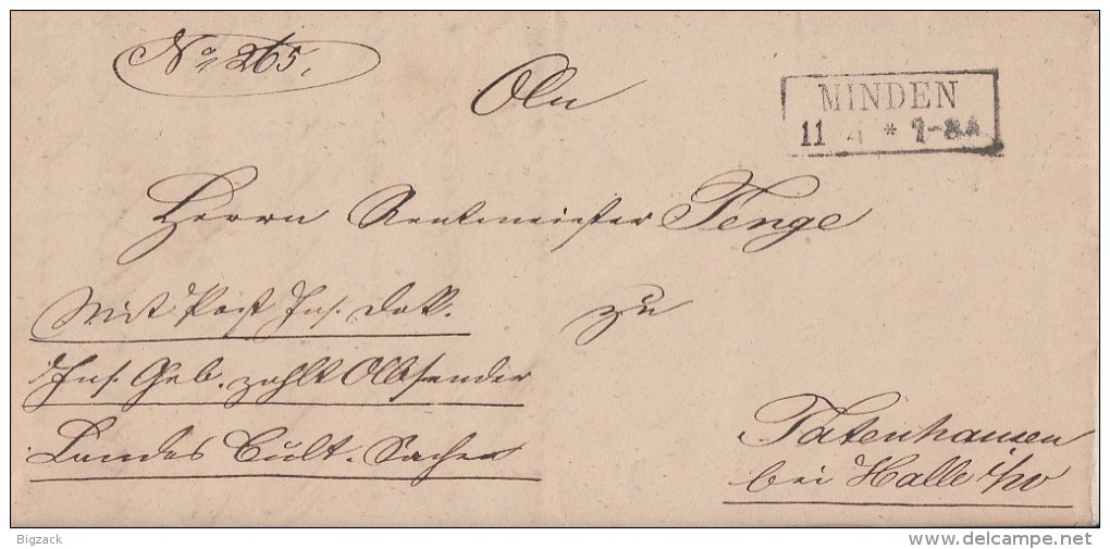 Preussen Brief Gel. Von R2 Minden 11.4.1861 Nach Totenhausen Bei Halle/Westfalen - Briefe U. Dokumente