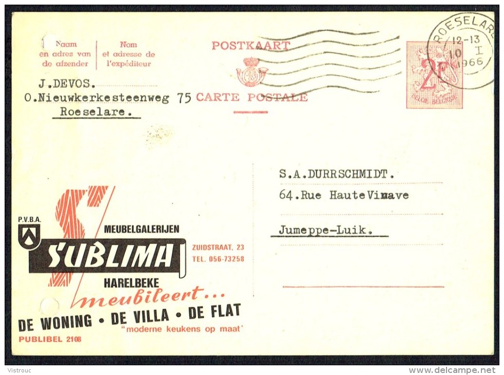 CP Public. N° 2108 - " Meubelgalerijen SUBLIMA " -  Usagée / Used - 1966. - Publibels