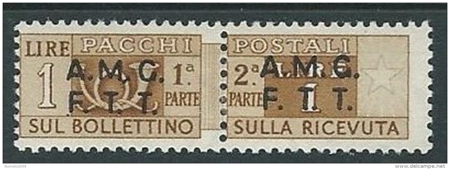 1947-48 TRIESTE A PACCHI POSTALI 1 LIRA MH * - G158 - Paketmarken/Konzessionen