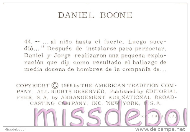 Daniel Boone - N° 44 -  Editorial Fher 1966 - Cromos Sueltos - Corresponden Al Album Daniel Boone 1966 - Otros & Sin Clasificación