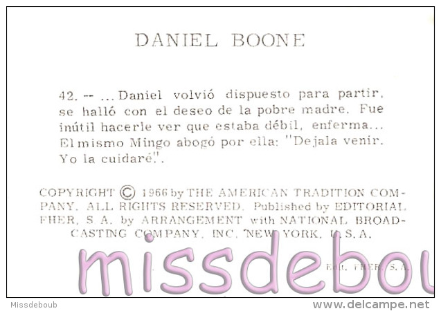 Daniel Boone - N° 42 -  Editorial Fher 1966 - Cromos Sueltos - Corresponden Al Album Daniel Boone 1966 - Otros & Sin Clasificación