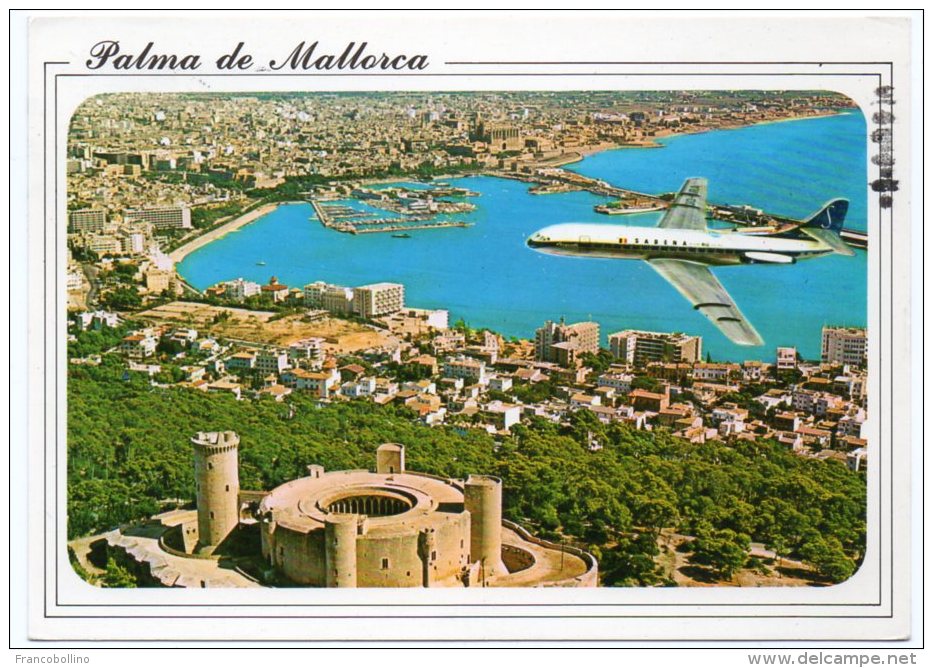 SPAIN -PALMA DE MALLORCA - AERIAL VIEW - AIRPLANE CARAVELLE SABENA / BELGIAN AIRLINES / AVION - 1946-....: Era Moderna