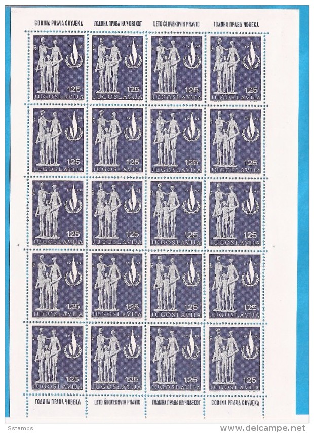 1968  1316  MENSCHENRECHT   JUGOSLAVIJA JUGOSLAWIEN  MNH - Neufs