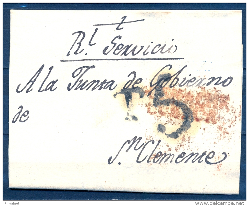 1809 , CUENCA , D.P. 18 , CARTA DEL REAL SERVICIO CIRCULADA ENTRE BUENACHE Y SAN CLEMENTE , BATALLA DE ALMONACID - ...-1850 Prephilately