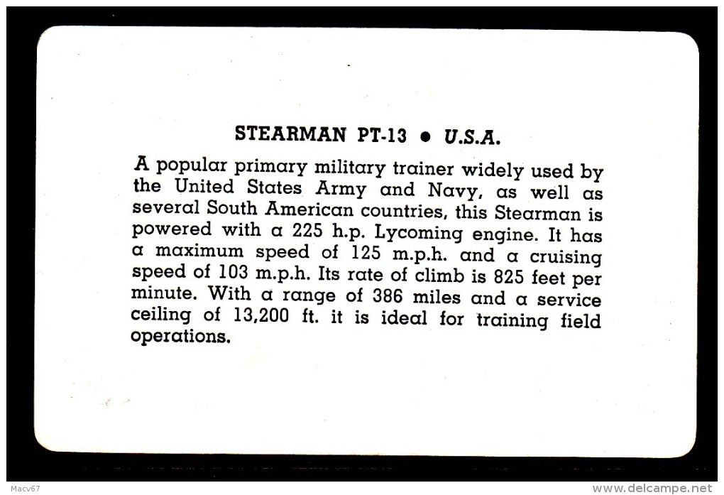 AIRPLANE  STEARMAN  PT-13  TRAINER - 1939-1945: 2nd War