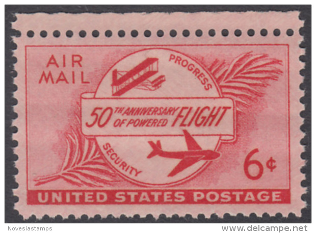 !a! USA Sc# C047 MNH SINGLE W/ Top Margin - Powered Flight - 2b. 1941-1960 Neufs