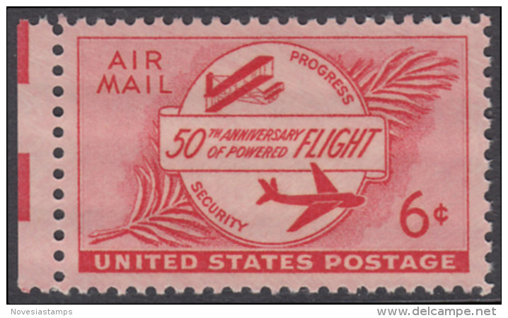 !a! USA Sc# C047 MNH SINGLE W/ Left Margin - Powered Flight - 2b. 1941-1960 Neufs