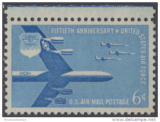 !a! USA Sc# C049 MNH SINGLE W/ Top Margin - Stratofortress And Starfighter - 2b. 1941-1960 Neufs