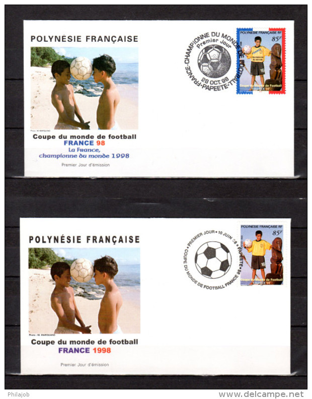 POLYNESIE FRANCAISE 1998 : 2 Env. 1er Jour : " COUPE DU MONDE DE FOOTBALL 98 EN FRANCE ". N°YT 565 + 571. Parf état. FDC - 1998 – France