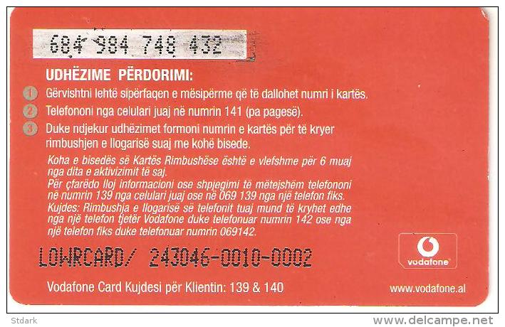 Albania-Vodafone Mobile Card 1000 Leke,used - Albanien