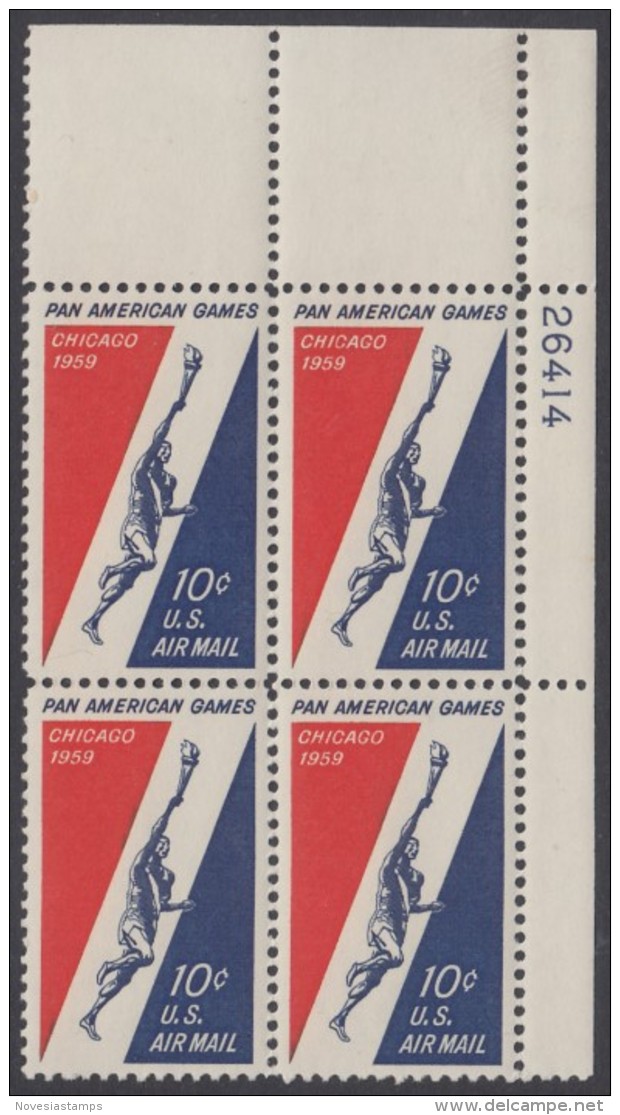 !a! USA Sc# C056 MNH PLATEBLOCK (UR/26414) - Pan American Games - 2b. 1941-1960 Unused
