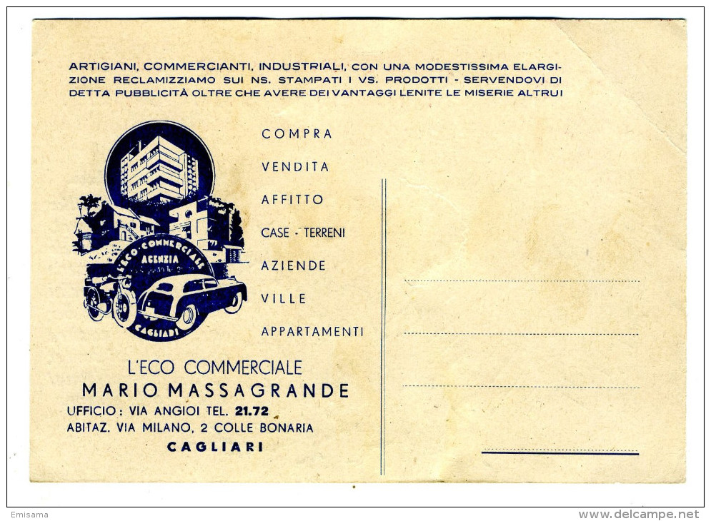 Cartolina Pubblicitaria "L'Eco Commerciale" Retro Associazione Tubercolotici Civili - Pubblicitari