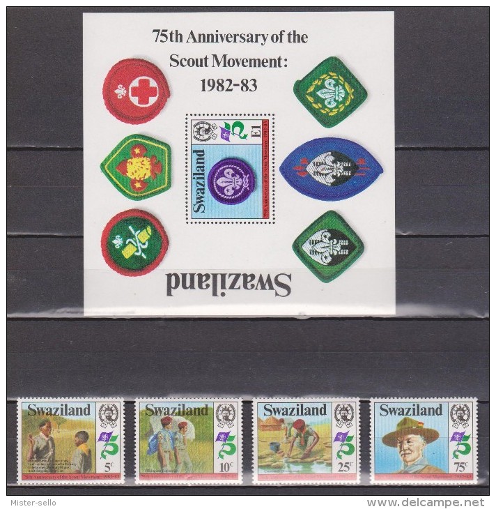 BOY SCOUTS. SWAZILAND 1982. H.B. + SERIE COMPLETA. NUEVO - MNH ** OFERTA - Nuevos