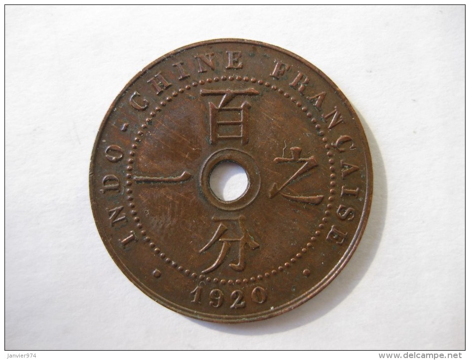 INDOCHINE. 1 CENT 1920 A. BRONZE - Französisch-Indochina